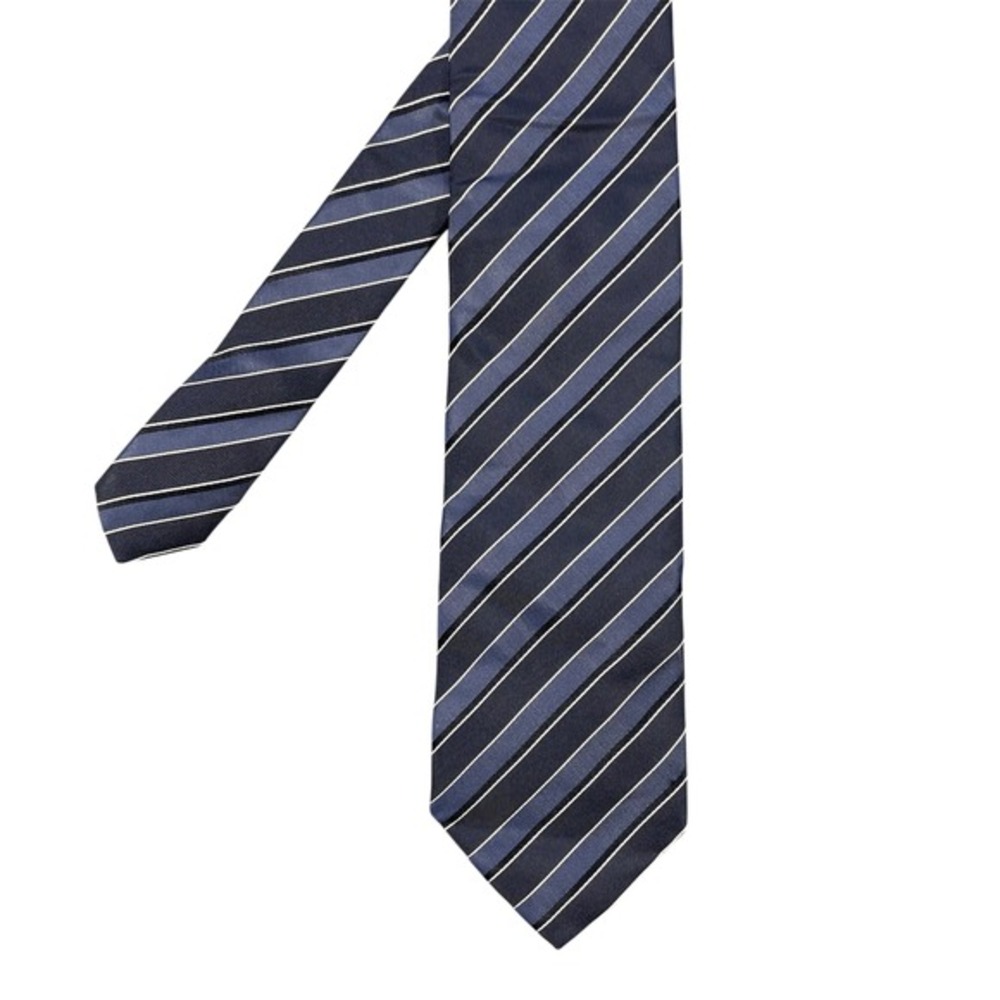 HUGO BOSS Navy Blue Striped‎ Silk Necktie Mens OS Made in Italy Business Tie
